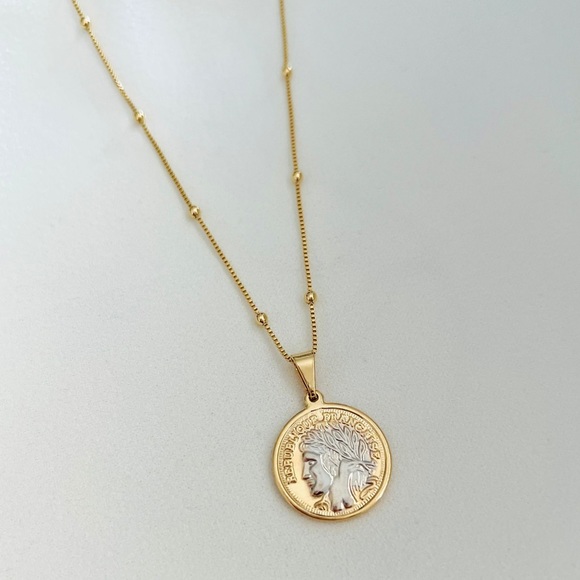 Two- Tone Quarter Necklace - Picture 3 of 10